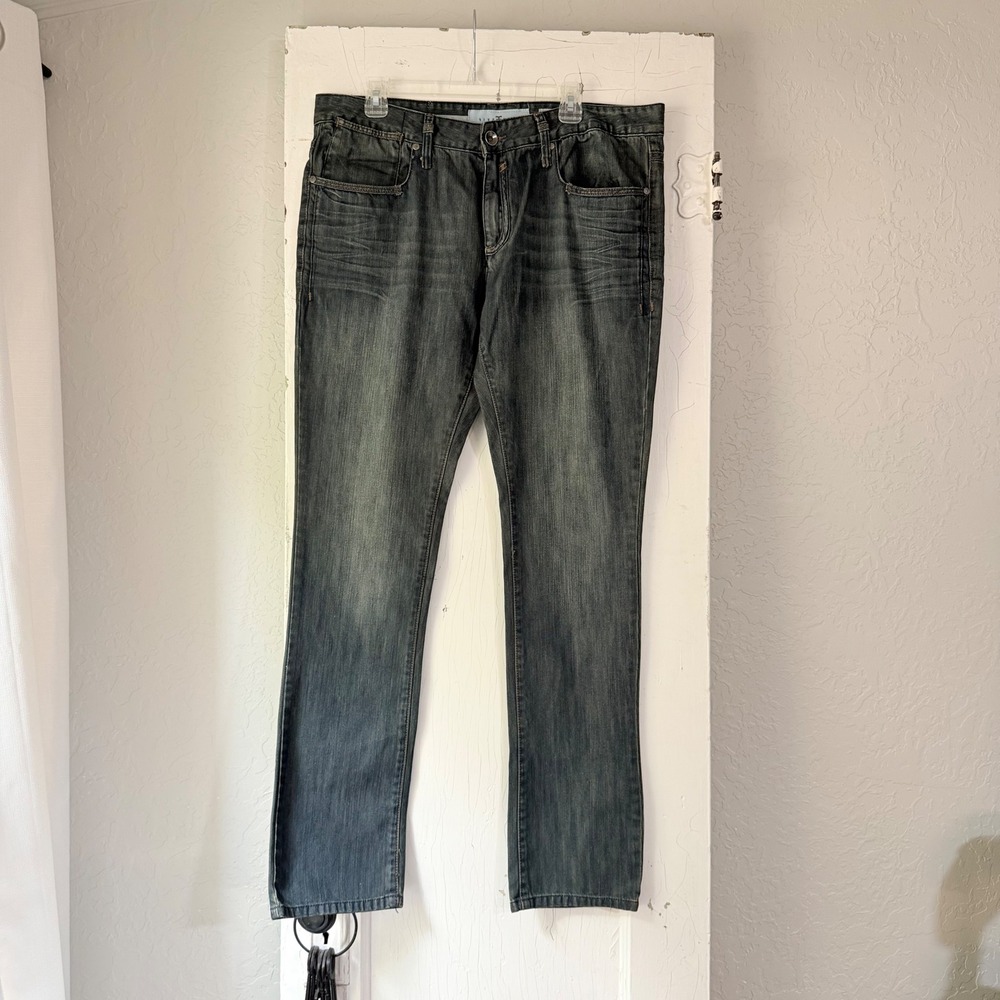 Five Four Mens Straight Leg Jeans Dark Wash Whiskered Size 38 Denim Pants